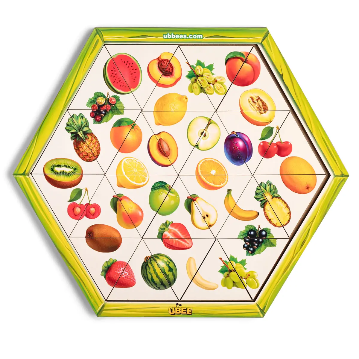Дерев'яний пазл-головоломка "Фрукти". Рамка-вкладиш, логічна гра