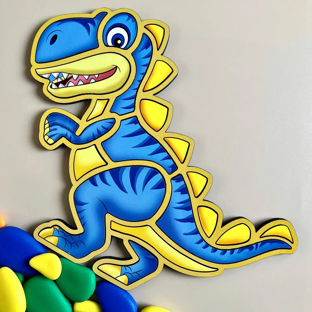 Контурний пазл (дерев'яний) - Динозавр. Розвиваюча гра для малят