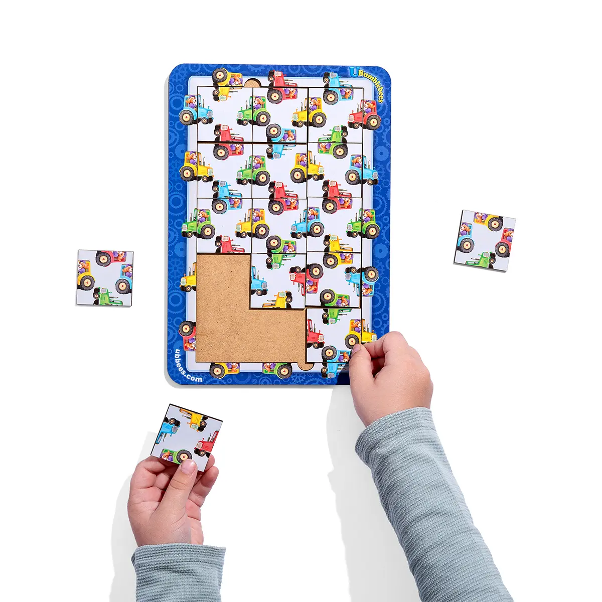 Дерев\'яний пазл (рамки-вкладка) \"Колір, рахунок та напрямки: трактори\"