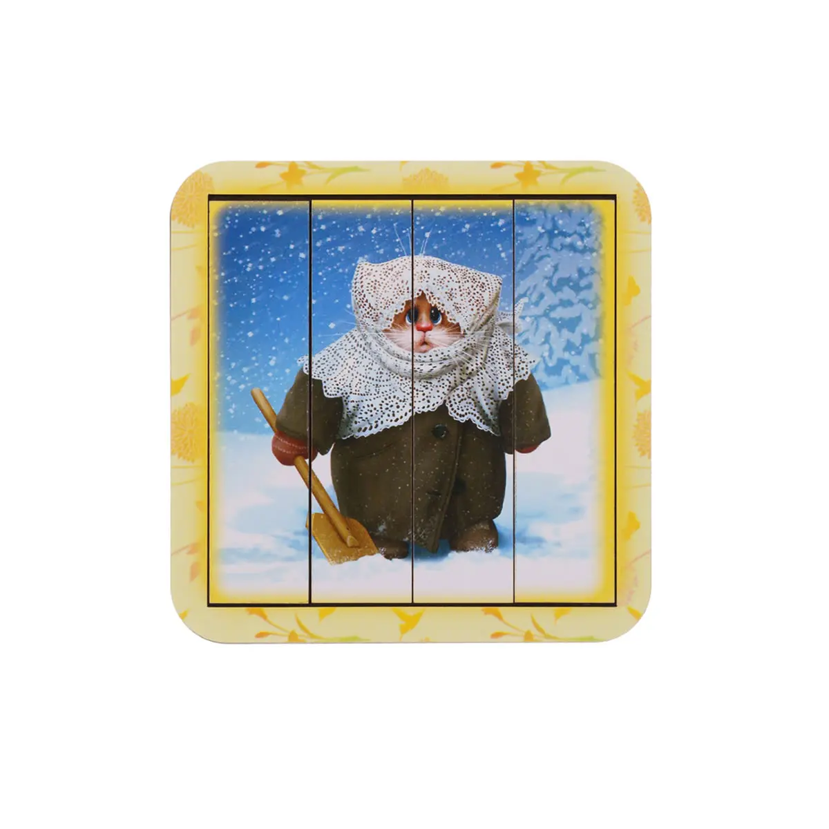 Розрізний дерев'яний пазл Котик - 3