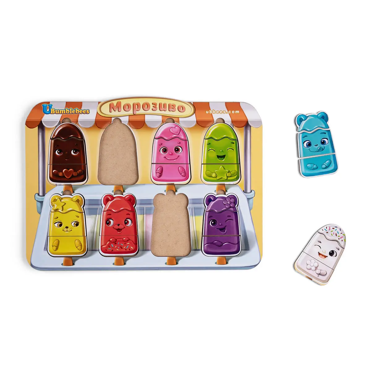 Сортер дерев'яний: Морозиво. (Дерев'яні пазли для дітей)