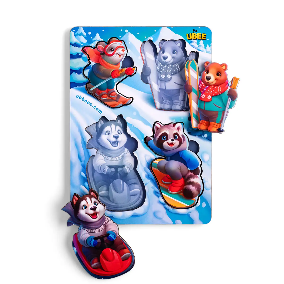 Дерев'яні пазли-вкладки з фоном "Новорічні - 4"