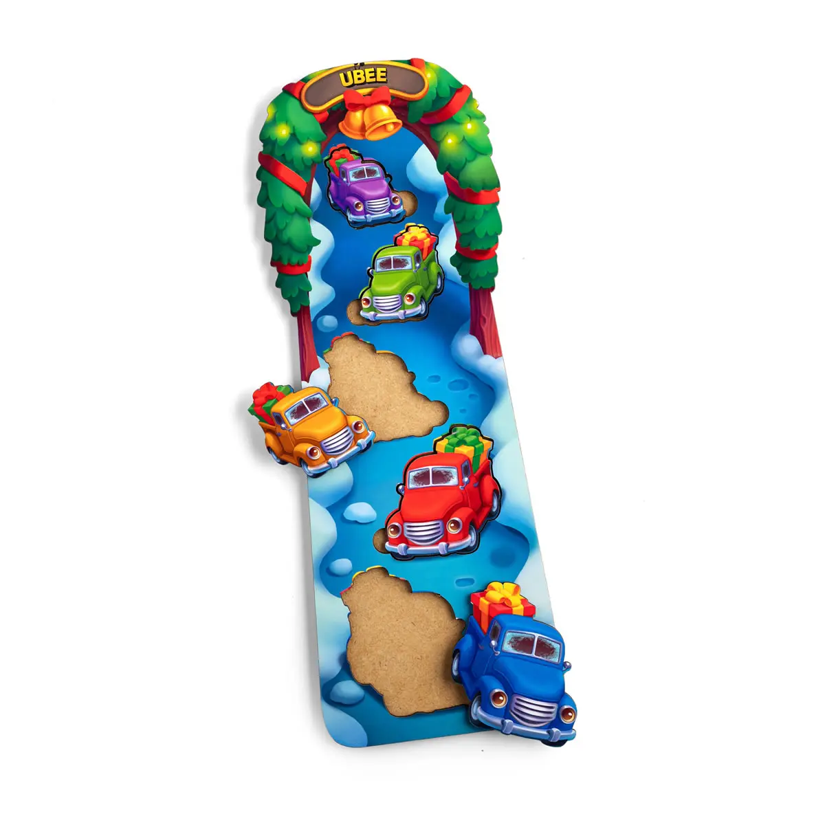 Дерев\'яні пазли-вкладки \"Новорічні машинки\"