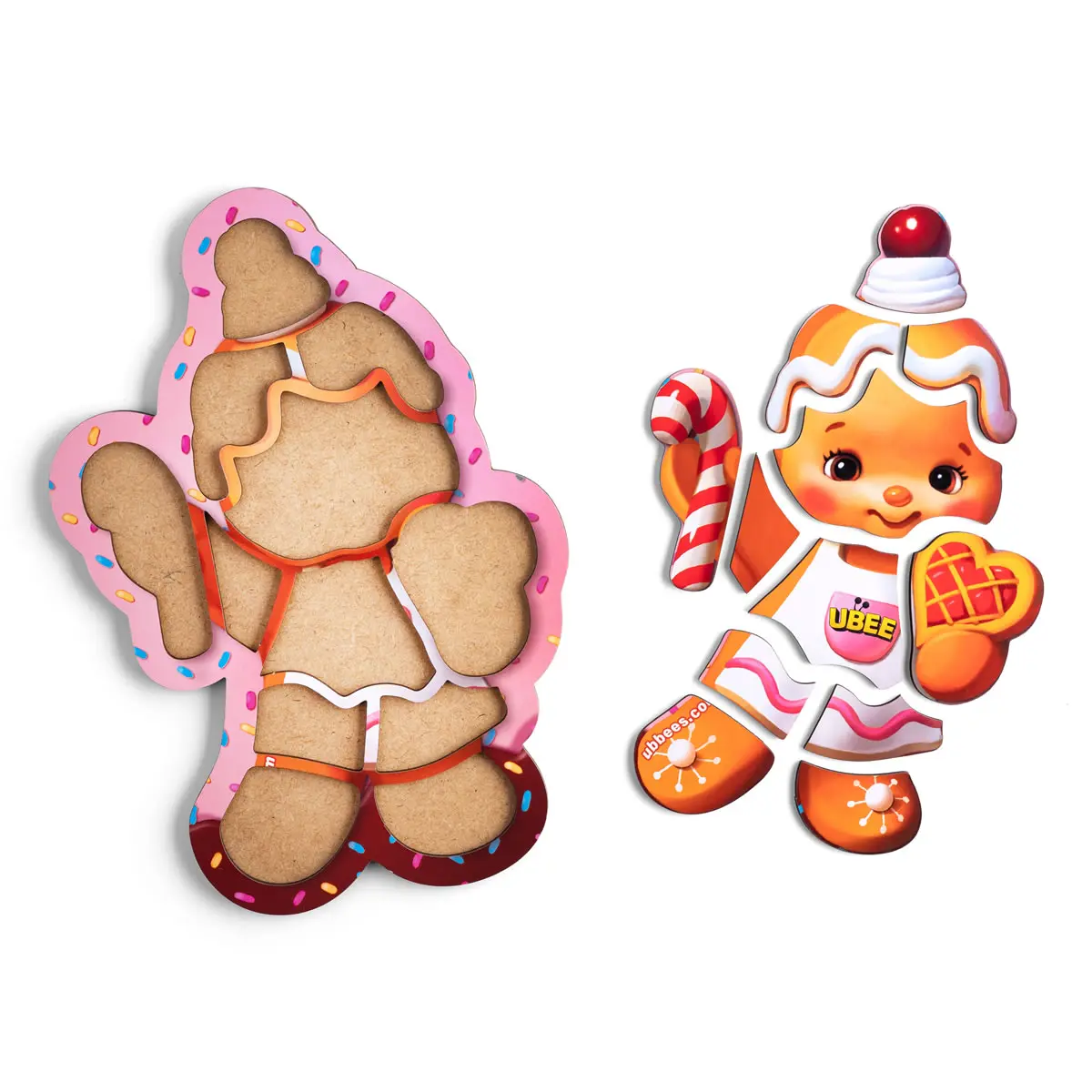 Дитячий контурний дерев'яний пазл - рамка "Новорічне печиво" - Розвиваюча гра