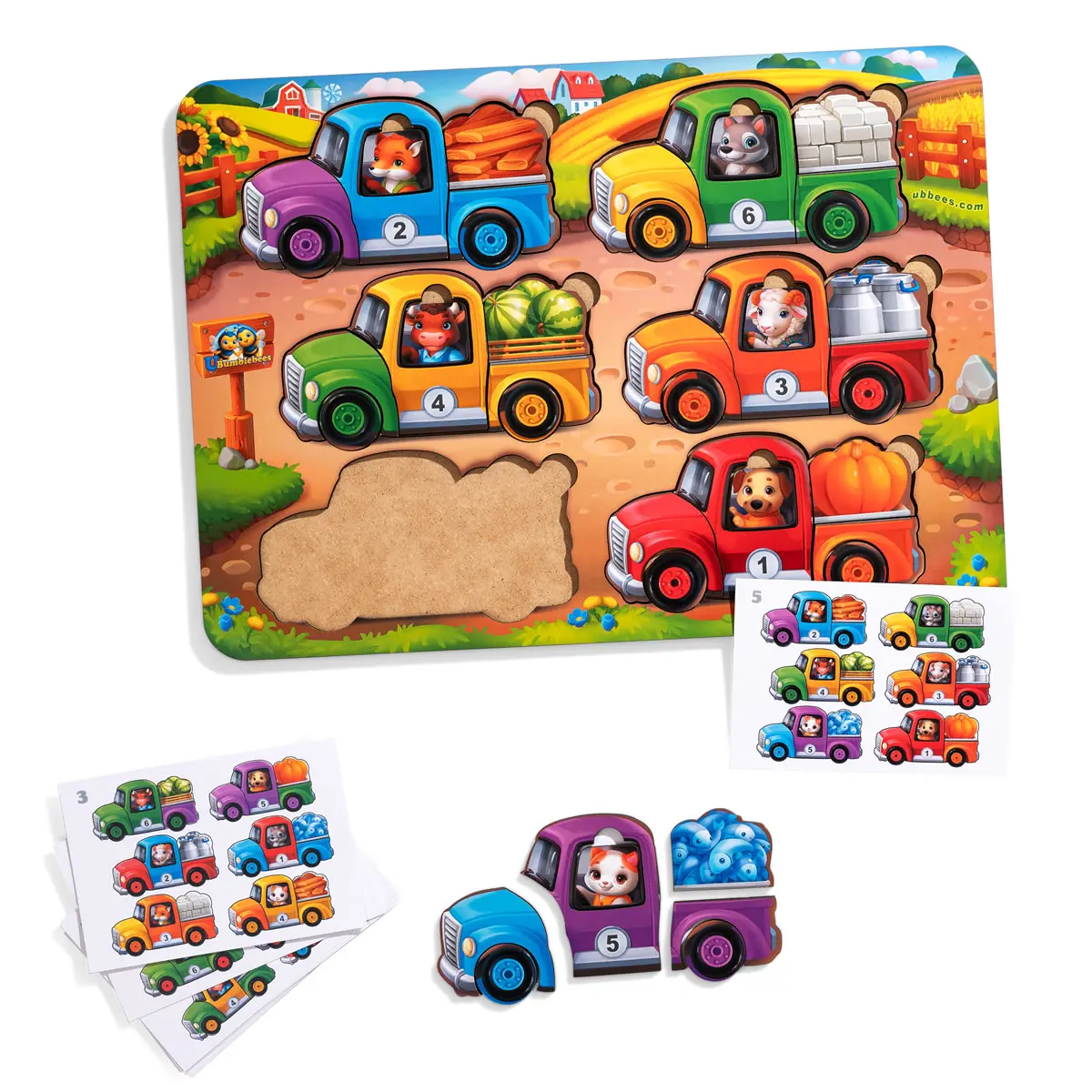 Гра з картками "Тварини на вантажівках (літо)"