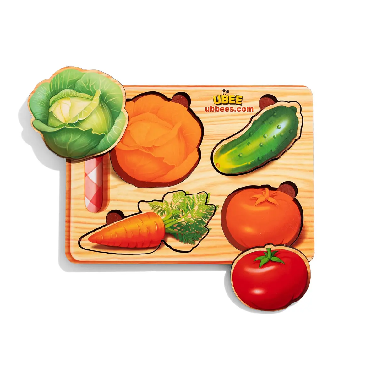 Дерев'яний пазл (рамки-вкладка) "Овочі" (фон із підказкою)