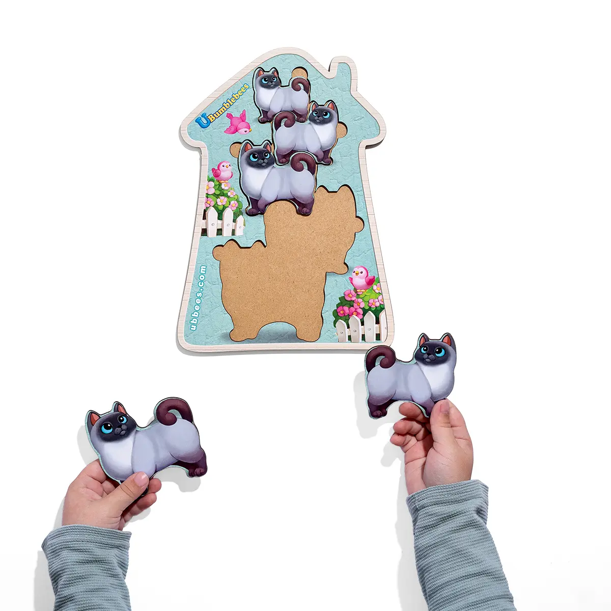 Сортер дерев'яний більше-менше "Веселі котики" (Дитяча розвиваюча гра)