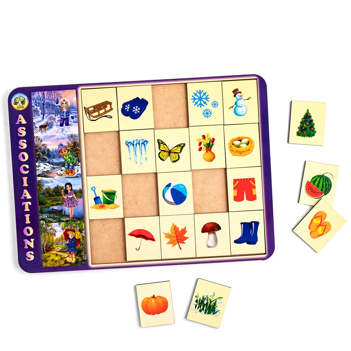 Сортер дерев'яний: Асоціації - пори року. Дитяча розвиваюча гра